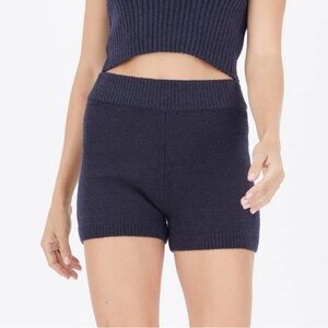 One Grey Day Joss Short Knit Ribbed Navy Blue Size Small S NWT